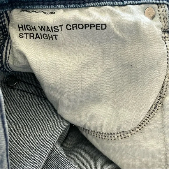 7 FOR ALL MANKIND High-Waist Cropped Straight Jeans w/ Chewed Hem